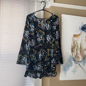 Black with colorful flowers romper!